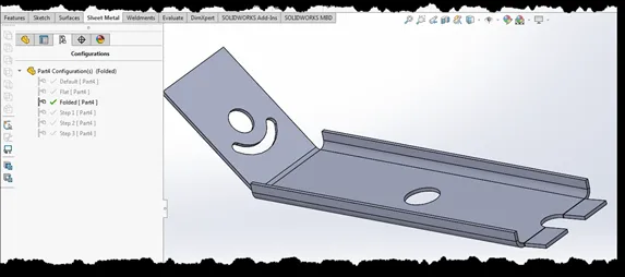 SOLIDWORKS Process Plan Drawings switch to the “Folded”